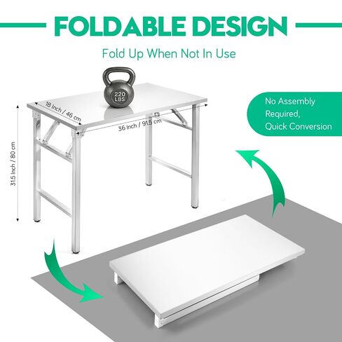 Stainless Steel Folding Table, 36" x 18" Kitchen Prep Table Workbench, Foldable Work Table Countertop with 220 LBS Capacity, No Assembly Required, for Home Kitchen Commercial Garage Outdoor in Kuwait