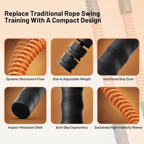 ATIVAFIT Ropeless Battle Rope for Home Gym, Adjustable Resistance Cordless Battle Ropes with 4 Weight Blocks & Storage Case, Full Body Workout Equipment for HIIT, Cardio & Strength Training for Men & Women in Kuwait
