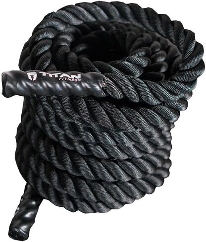 Titan Fitness Battle Rope 30ft x 1.5in, Poly Dacron Heavy Rope for Home Gym Conditioning Workouts, Cross-Train, Strength Training Exercises in Kuwait