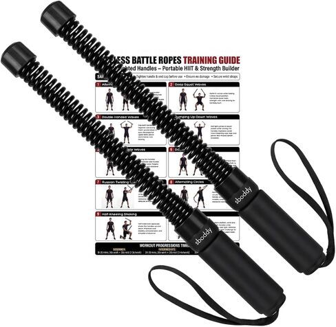 Weighted Ropeless Battle Ropes - Heavy Duty Portable Cordless Workout Equipment for Home Gym with Foam Grips, Exercise Videos | HIIT, Strength, Low-Impact Cardio Training for Men & Women in Kuwait