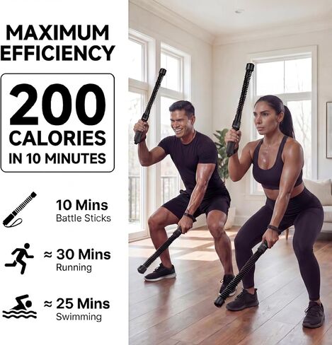 Weighted Ropeless Battle Ropes - Heavy Duty Portable Cordless Workout Equipment for Home Gym with Foam Grips, Exercise Videos | HIIT, Strength, Low-Impact Cardio Training for Men & Women in Kuwait
