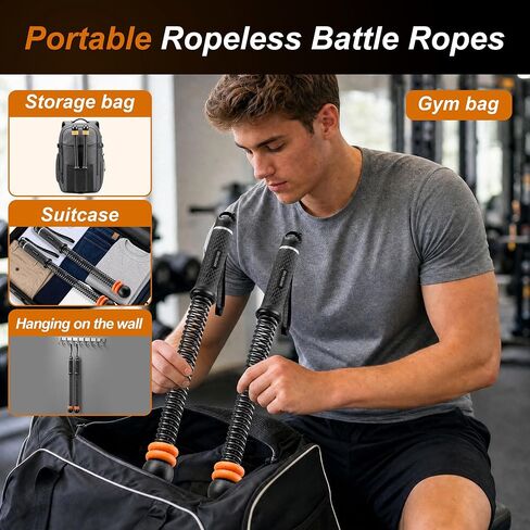 Portable Ropeless Battle Ropes, Cordless Weighted Workout Rope for Home Gym, Adjustable Resistance Training Equipment for HIIT, Cardio, Core & Full-Body Strength Fitness in Kuwait