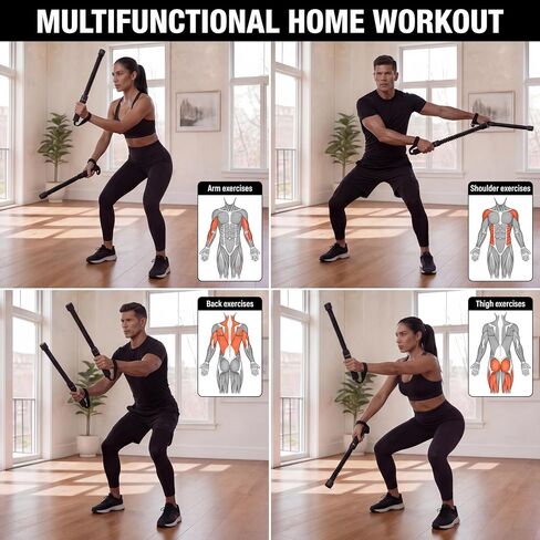 Weighted Ropeless Battle Ropes - Heavy Duty Portable Cordless Workout Equipment for Home Gym with Foam Grips, Exercise Videos | HIIT, Strength, Low-Impact Cardio Training for Men & Women in Kuwait