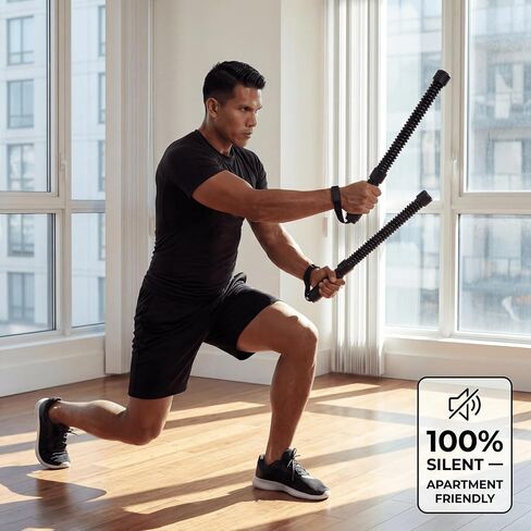 Weighted Ropeless Battle Ropes - Heavy Duty Portable Cordless Workout Equipment for Home Gym with Foam Grips, Exercise Videos | HIIT, Strength, Low-Impact Cardio Training for Men & Women in Kuwait