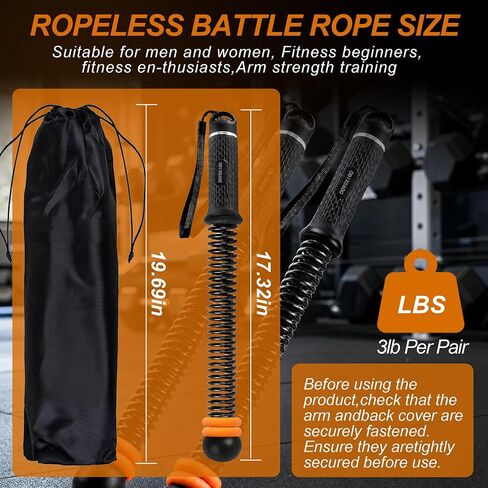 Portable Ropeless Battle Ropes, Cordless Weighted Workout Rope for Home Gym, Adjustable Resistance Training Equipment for HIIT, Cardio, Core & Full-Body Strength Fitness in Kuwait