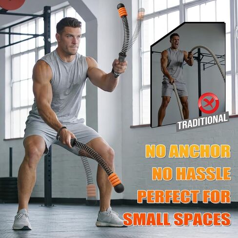 Cordless Battle Ropes Adjustable Weighted with 8 Removable Weight Rings, Portable Ropeless Battle Ropes for Home Gym, HIIT, Functional and Full Body Workout for Women and Men in Kuwait