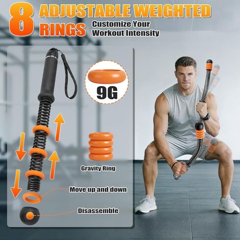 Cordless Battle Ropes Adjustable Weighted with 8 Removable Weight Rings, Portable Ropeless Battle Ropes for Home Gym, HIIT, Functional and Full Body Workout for Women and Men in Kuwait