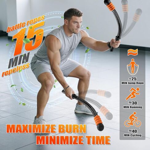 Cordless Battle Ropes Adjustable Weighted with 8 Removable Weight Rings, Portable Ropeless Battle Ropes for Home Gym, HIIT, Functional and Full Body Workout for Women and Men in Kuwait