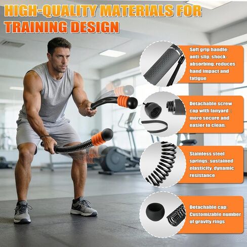 Cordless Battle Ropes Adjustable Weighted with 8 Removable Weight Rings, Portable Ropeless Battle Ropes for Home Gym, HIIT, Functional and Full Body Workout for Women and Men in Kuwait