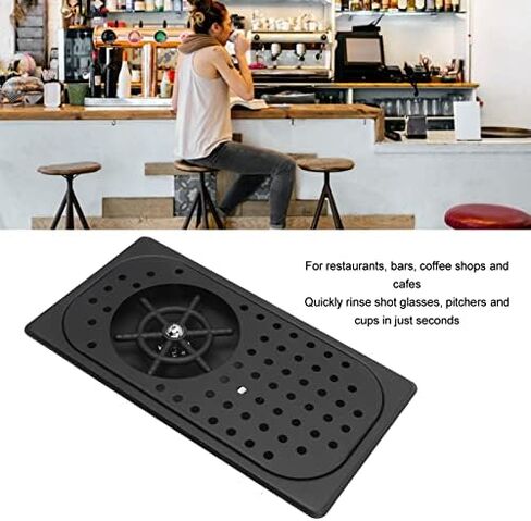 Glass Rinser Cup Washer, 304 Stainless Steel Cleaner Rinser High Pressure Washing With Drain Drip Tray Hose for Bar Coffee Shop (Black) in Kuwait