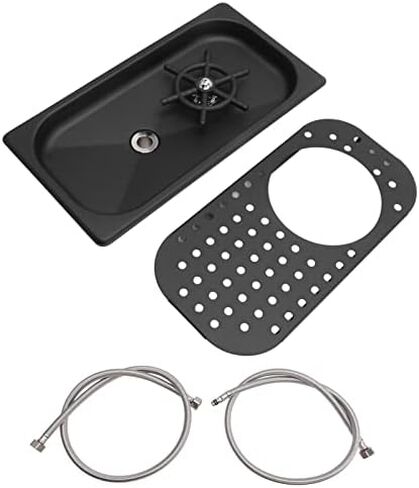 Glass Rinser Cup Washer, 304 Stainless Steel Cleaner Rinser High Pressure Washing With Drain Drip Tray Hose for Bar Coffee Shop (Black) in Kuwait