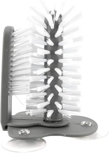 Rotating Cup Brush 360° Double-Sided 3-Suction Base | PP & PVC bristles safe for cups, bottles, wine glasses. 6.89" base, 5.51" tall. Ideal for kitchen, bar, daily use in Kuwait