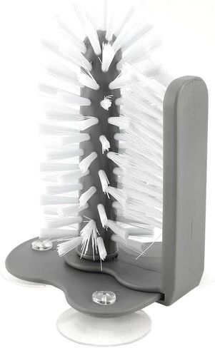 Rotating Cup Brush 360° Double-Sided 3-Suction Base | PP & PVC bristles safe for cups, bottles, wine glasses. 6.89" base, 5.51" tall. Ideal for kitchen, bar, daily use in Kuwait