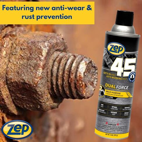 Zep 45 Dual Force Multi-Purpose Penetrant and Lubricant - 14 oz (Case of 12) - 325101 - Excellent Rust Prevention, Superior Penetration, Low Odor in Kuwait