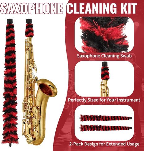 2 Pcs Alto Saxophone Cleaning Kit Sax Pad Saver Brush Absorbent Cleaning Swab Professional Saxophone Care Maintenance Tool Instrument Accessories for Alto Sax, 20.4 inches in Kuwait