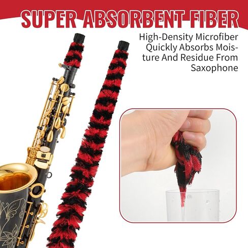2 Pcs Alto Saxophone Cleaning Kit Sax Pad Saver Brush Absorbent Cleaning Swab Professional Saxophone Care Maintenance Tool Instrument Accessories for Alto Sax, 20.4 inches in Kuwait