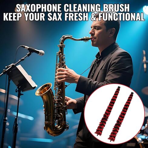 2 Pcs Alto Saxophone Cleaning Kit Sax Pad Saver Brush Absorbent Cleaning Swab Professional Saxophone Care Maintenance Tool Instrument Accessories for Alto Sax, 20.4 inches in Kuwait