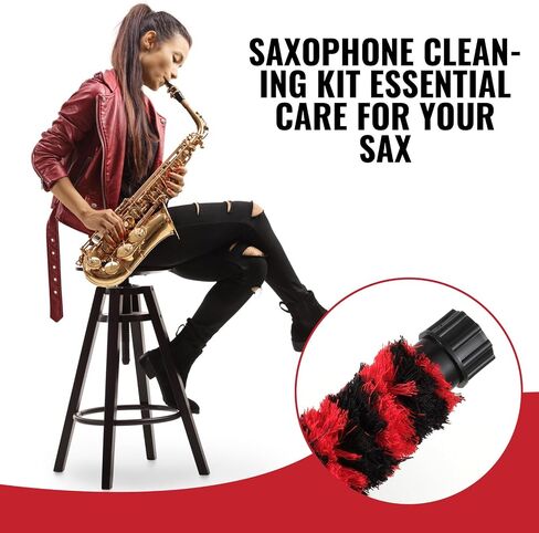 2 Pcs Alto Saxophone Cleaning Kit Sax Pad Saver Brush Absorbent Cleaning Swab Professional Saxophone Care Maintenance Tool Instrument Accessories for Alto Sax, 20.4 inches in Kuwait