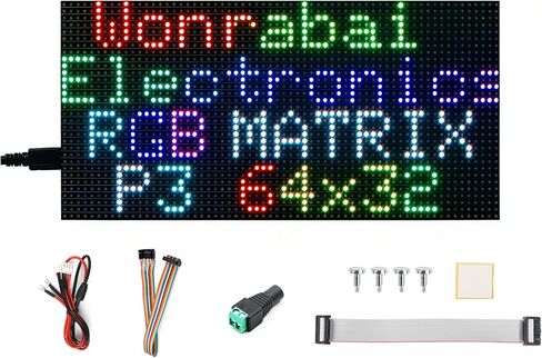 64x32 2048 RGB Full Color LED Matrix Panel,3mm Pitch, Display Text/Colorful Image/Animation Adjustable Brightness Chainable Design, Compatible with Raspberry Pi/Pi Pico / ESP32/Ardui in Kuwait