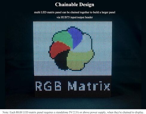 64x32 2048 RGB Full Color LED Matrix Panel,3mm Pitch, Display Text/Colorful Image/Animation Adjustable Brightness Chainable Design, Compatible with Raspberry Pi/Pi Pico / ESP32/Ardui in Kuwait