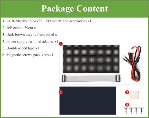 64x32 2048 RGB Full Color LED Matrix Panel,3mm Pitch, Display Text/Colorful Image/Animation Adjustable Brightness Chainable Design, Compatible with Raspberry Pi/Pi Pico / ESP32/Ardui in Kuwait