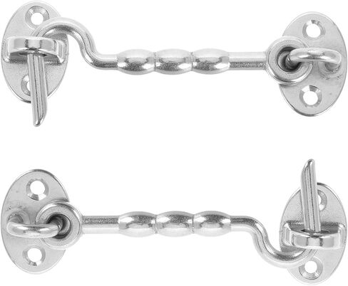 NUOBESTY 2pcs Stainless Steel Gate Windproof Hooks with Safety Stopper for Doors and Windows Marine Environment Cabin Hooks for Yachts and Sheds in Kuwait