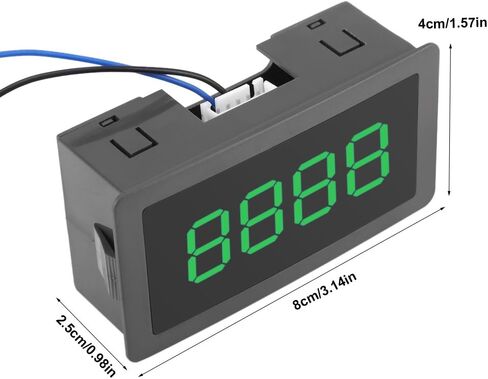 عداد أرقام Hilitand، DC 8-24V 4 أرقام LED شاشة رقمية 0-9999 أعلى/أسفل زائد/ناقص لوحة عداد مع كابل (أخضر) in Kuwait