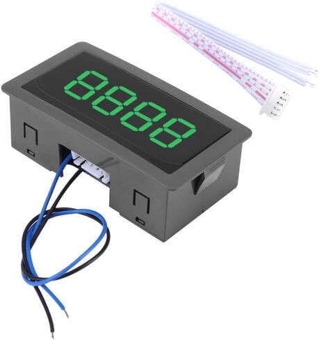 عداد أرقام Hilitand، DC 8-24V 4 أرقام LED شاشة رقمية 0-9999 أعلى/أسفل زائد/ناقص لوحة عداد مع كابل (أخضر) in Kuwait