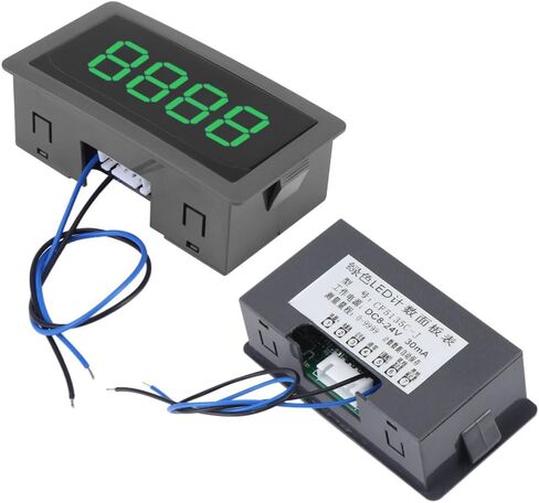 عداد أرقام Hilitand، DC 8-24V 4 أرقام LED شاشة رقمية 0-9999 أعلى/أسفل زائد/ناقص لوحة عداد مع كابل (أخضر) in Kuwait