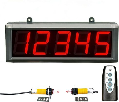 5-Digit Industrial Digital Counter, 3 Inch LED Infrared Digital Counter with Remote Control, 0-5M Non-Contact Induction, Power-Off Memory, Auto Count Up to 99999 for Factory Workshop Use in Kuwait