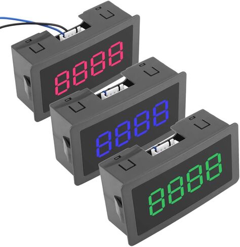 عداد أرقام Hilitand، DC 8-24V 4 أرقام LED شاشة رقمية 0-9 أعلى/أسفل زائد/ناقص لوحة عداد مع كابل (أزرق) in Kuwait