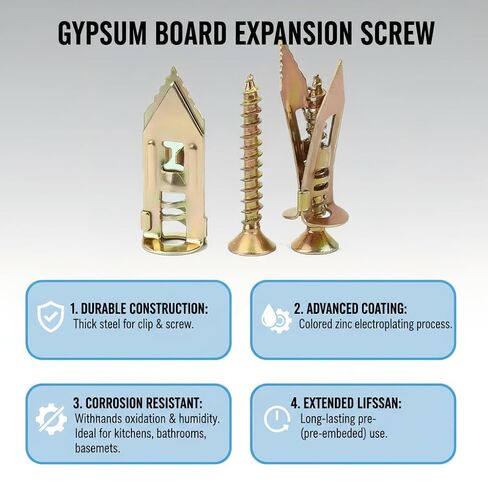 20pcs Self-Drilling Drywall Anchors with Screws, Flat Head, Galvanized Carbon, No Drill Expansion Screws, for Plasterboard, Easy Installation, Durable and Secure Wall Mounting Fasteners in Kuwait