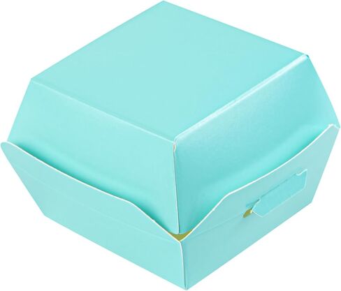 Restaurantware 2.5 x 2.5 x 2 Inch Mini Burger Boxes 100 Clamshell Food Containers - Hinged Lid Disposable Turquoise Paper Take Out Boxes Serve Sliders Or Finger Foods in Kuwait