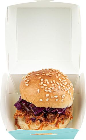 Restaurantware 2.5 x 2.5 x 2 Inch Mini Burger Boxes 100 Clamshell Food Containers - Hinged Lid Disposable Turquoise Paper Take Out Boxes Serve Sliders Or Finger Foods in Kuwait
