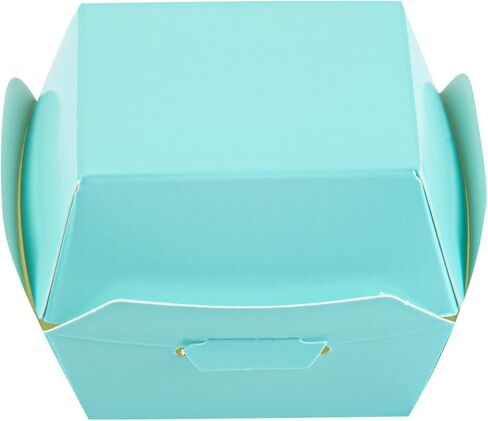 Restaurantware 2.5 x 2.5 x 2 Inch Mini Burger Boxes 100 Clamshell Food Containers - Hinged Lid Disposable Turquoise Paper Take Out Boxes Serve Sliders Or Finger Foods in Kuwait