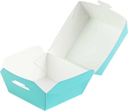 Restaurantware 2.5 x 2.5 x 2 Inch Mini Burger Boxes 100 Clamshell Food Containers - Hinged Lid Disposable Turquoise Paper Take Out Boxes Serve Sliders Or Finger Foods in Kuwait