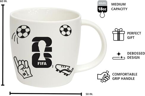 18oz FIFA 2026 World Cup Playmaker Mug – Durable Ceramic Coffee Cup With Bold Embossed Icons – Official FIFA 2026 Drinkware For Soccer Fans- Great Gift & Collectible in Kuwait