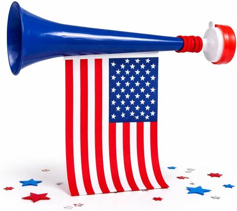 USA Flag Stadium Horn - Soccer World Cup Fan Patriotic Vuvuzela Horn with USA Flag, Loud Stadium Noise Maker for Sports Events, Parades, Celebrations - 4pc in Kuwait