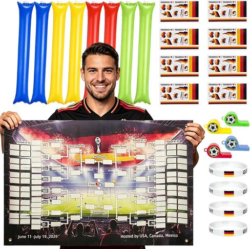 Wildarms Mexico Soccer Fan Party Kit 21PCS with Noise Sticks, Tattoos, Wristbands & Match Poster (Mexico) in Kuwait