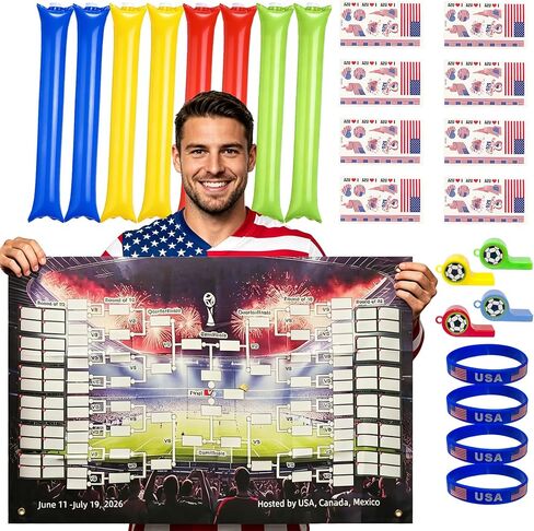 Wildarms Mexico Soccer Fan Party Kit 21PCS with Noise Sticks, Tattoos, Wristbands & Match Poster (Mexico) in Kuwait