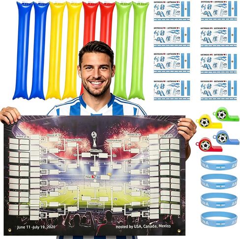 Wildarms Mexico Soccer Fan Party Kit 21PCS with Noise Sticks, Tattoos, Wristbands & Match Poster (Mexico) in Kuwait