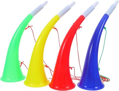 VOSAREA 4pcs Stadium Horn Noise Makers for Sporting Events - 10.24 Inches Plastic Trumpet, Cheering Horn with Lanyard for Football Soccer Games for Graduation Parties in Kuwait