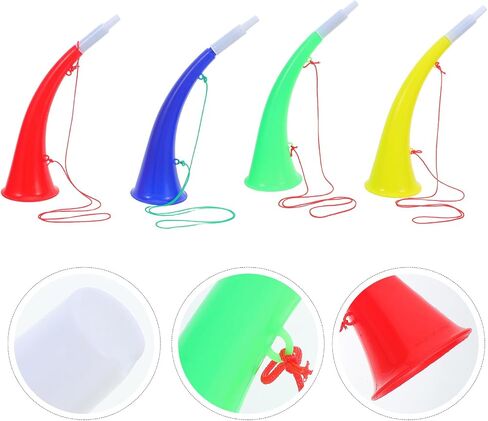 VOSAREA 4pcs Stadium Horn Noise Makers for Sporting Events - 10.24 Inches Plastic Trumpet, Cheering Horn with Lanyard for Football Soccer Games for Graduation Parties in Kuwait