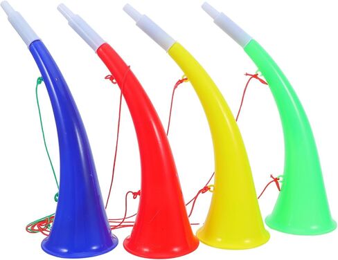 VOSAREA 4pcs Stadium Horn Noise Makers for Sporting Events - 10.24 Inches Plastic Trumpet, Cheering Horn with Lanyard for Football Soccer Games for Graduation Parties in Kuwait