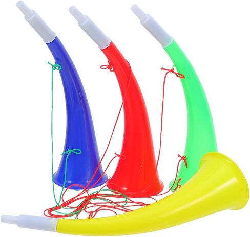 VOSAREA 4pcs Stadium Horn Noise Makers for Sporting Events - 10.24 Inches Plastic Trumpet, Cheering Horn with Lanyard for Football Soccer Games for Graduation Parties in Kuwait