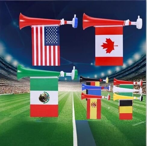 Custom Country Flag Cheering Horn | 120dB Loud Soccer Vuvuzela | Essential for World Cup, UEFA, Fan Parties | Portable Handheld Stadium Horn (CND) in Kuwait