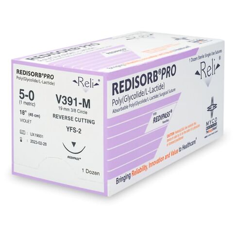 V391-M RELI PRO Redisorb Violet Braided Sutures 5-0 MFS-2 18 12/Pk in Kuwait