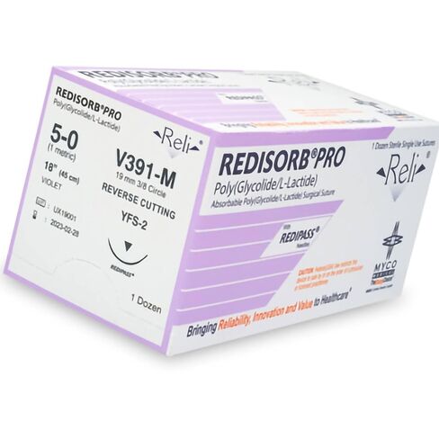 V391-M RELI PRO Redisorb Violet Braided Sutures 5-0 MFS-2 18 12/Pk in Kuwait