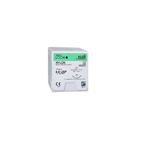 Look X922B غرز نايلون أسود قطع عكسي 4-0 18 C6 3/8 دائرة 19 مم 12/Pk in Kuwait