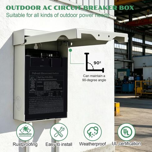 30 Amp Disconnect Box with Fuses,Outdoor Waterproof Metal Enclosure with Pull-Out Switch,UL Listed, AC Disconnect for Mini Split,Air Conditioning ＆ Home HVAC (Fuse Included) in Kuwait